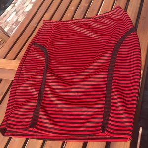 2x Red and Black Stripe Sexy Midi Skirt